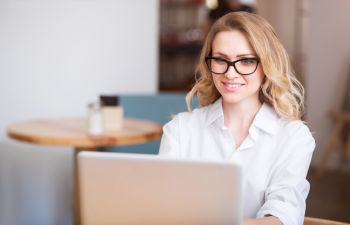 woman working on laptop